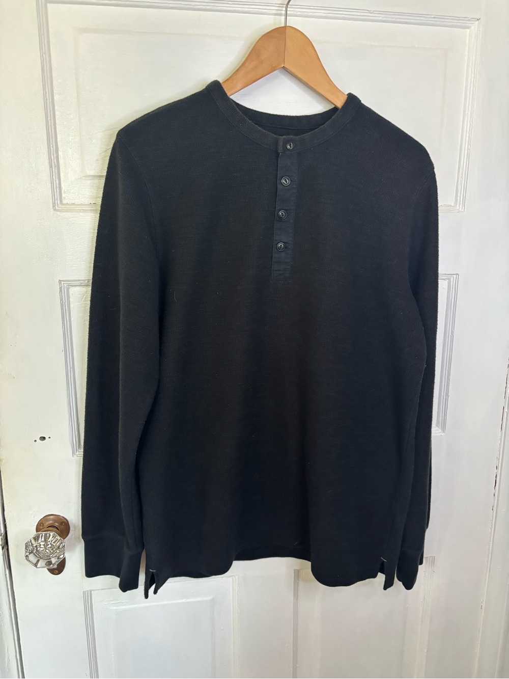 Goodfellow & Co Black Henley Long-Sleeve Shirt